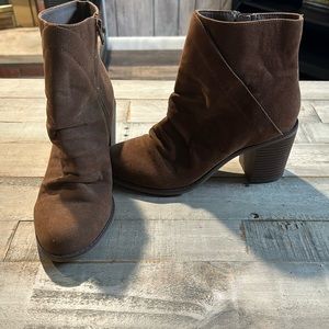 Brown heeled booties